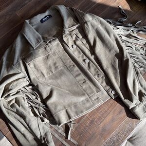BiBi Olive Fringe Utility Jacket
